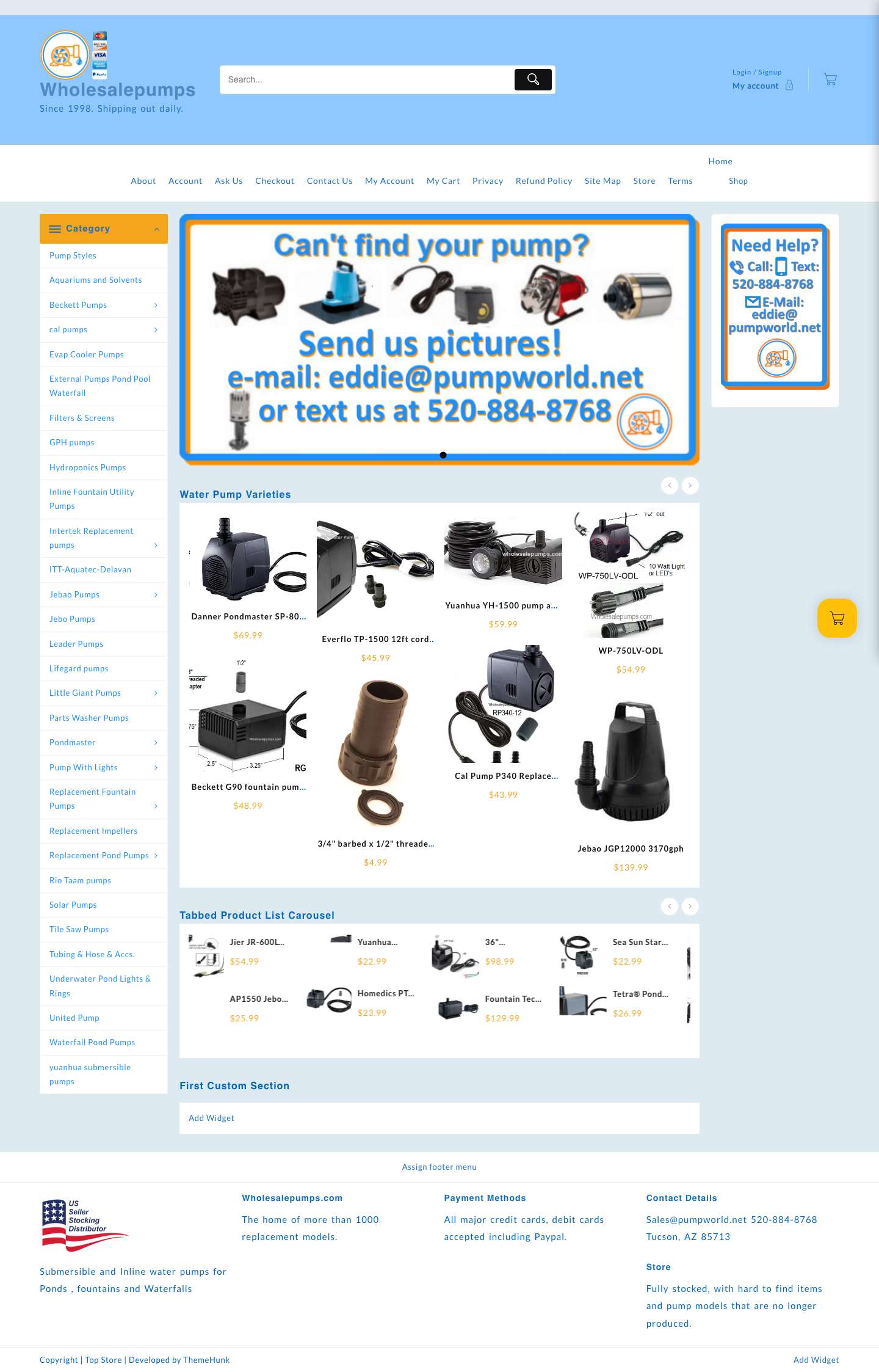 %%page%% %%sitename%% Fountain pond and waterfall pumps - Full Screenshot