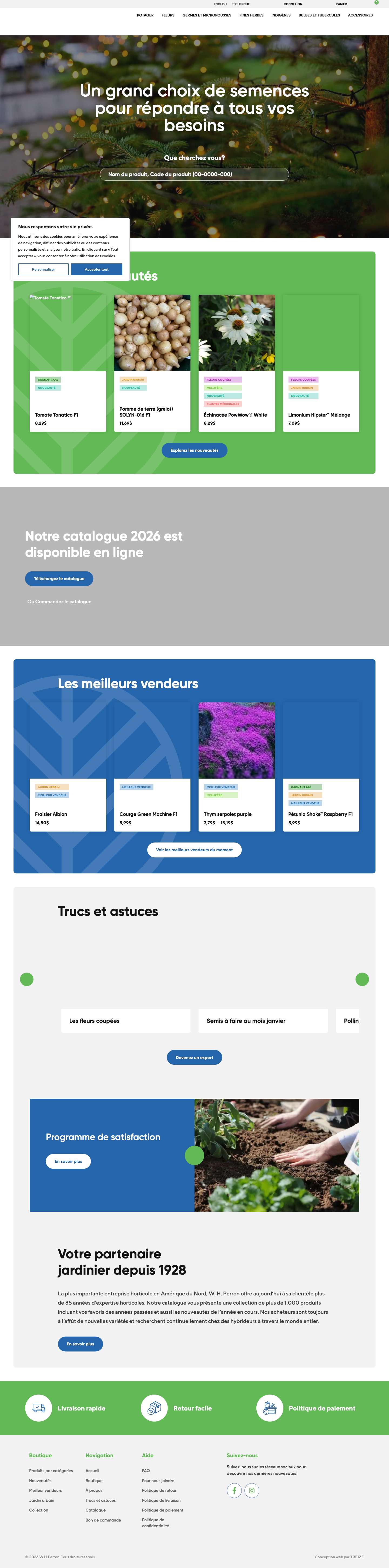 W.H. Perron | Un grand choix de semences pour tous vos besoins - Full Screenshot