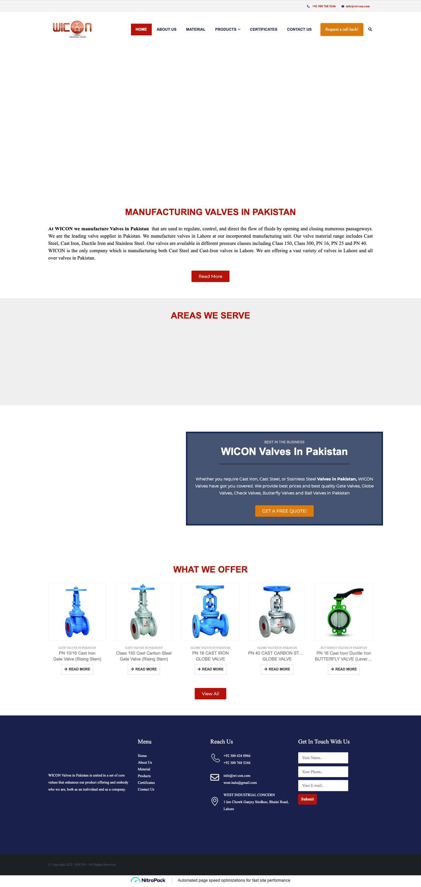 Wicon Valves - Quality Valves in Pakistan - Full Screenshot