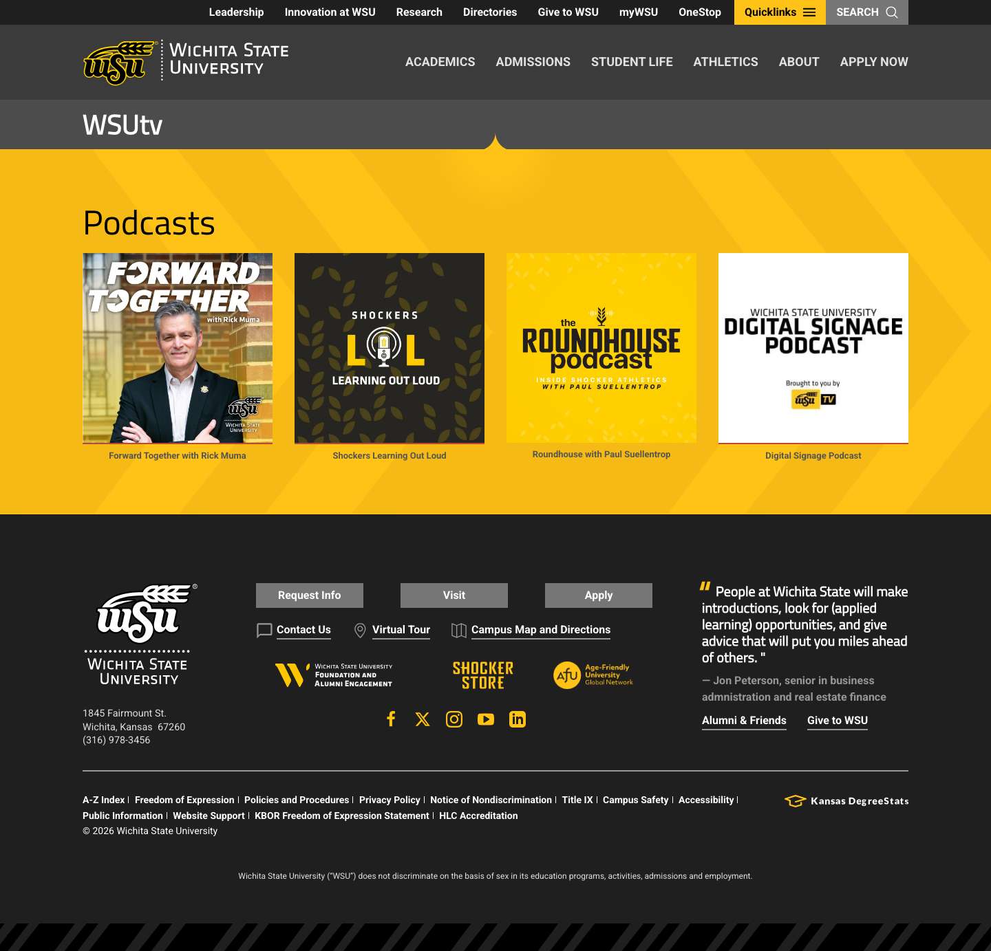 WSUtv – Media from Wichita State University - Full Screenshot