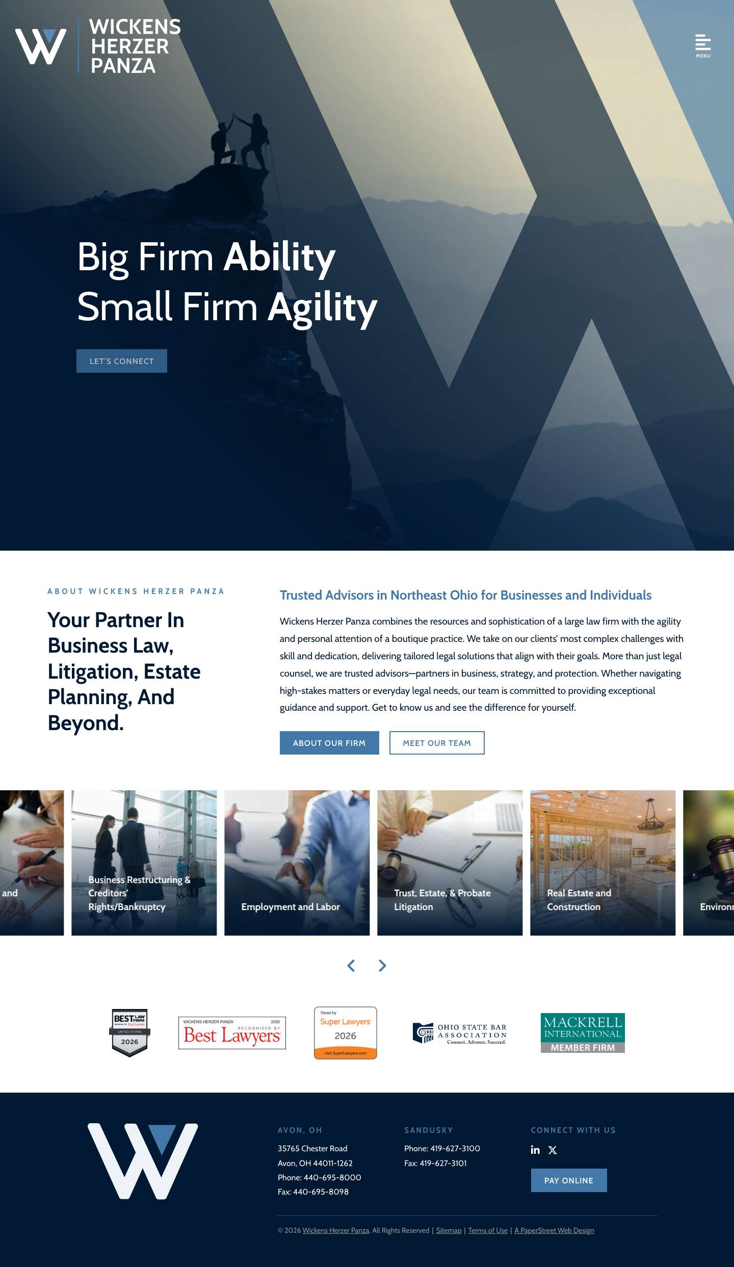 WickensLaw Business, Litigation, Estate Planning Attorneys - Full Screenshot