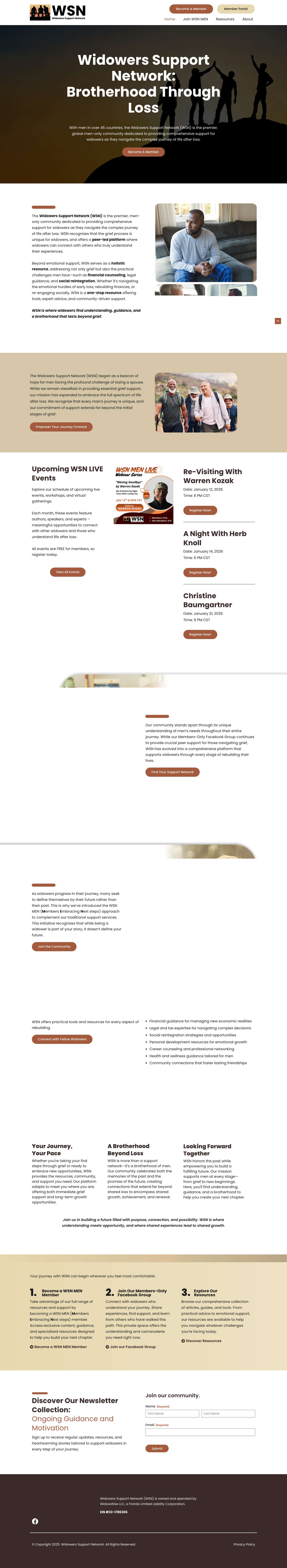 Home - Widowers Support Network - Full Screenshot