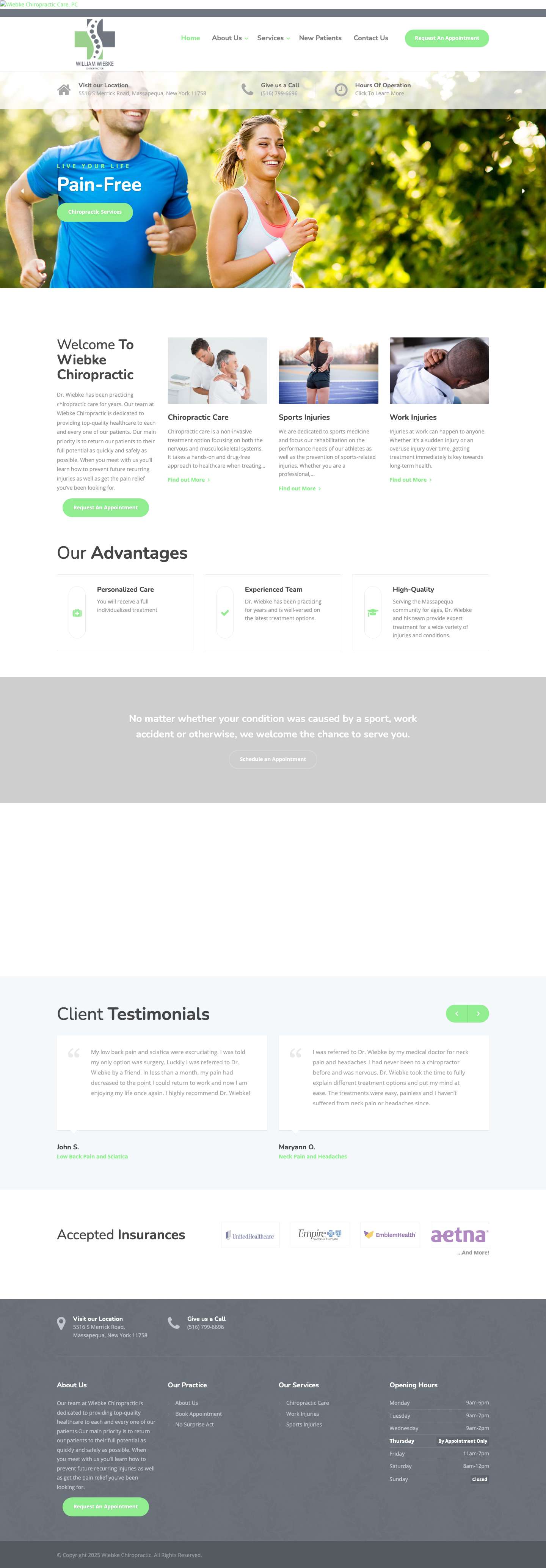 Chiropractor in Massapequa - Wiebke Chiropractic - Full Screenshot