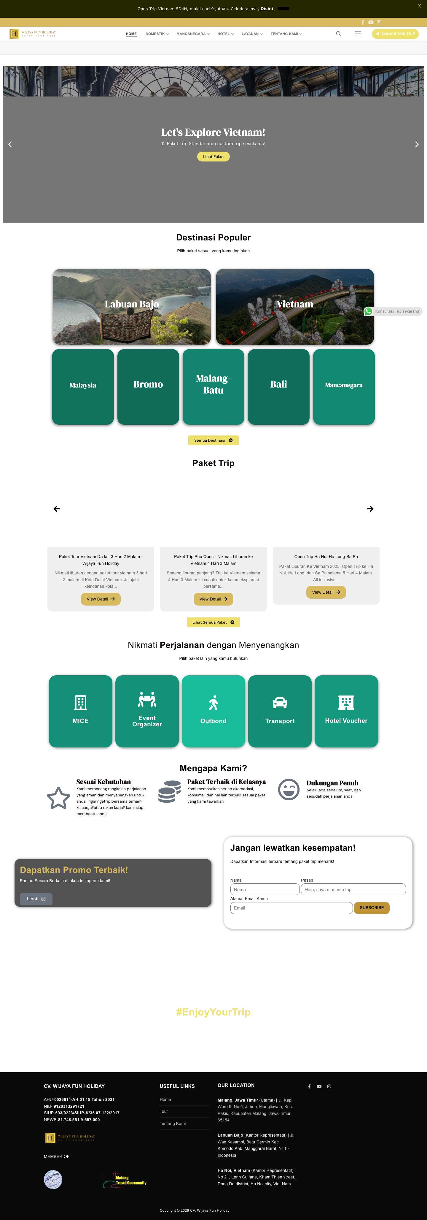 Paket Wisata Domestik & Mancanegara - Wijaya Fun Holiday - Full Screenshot