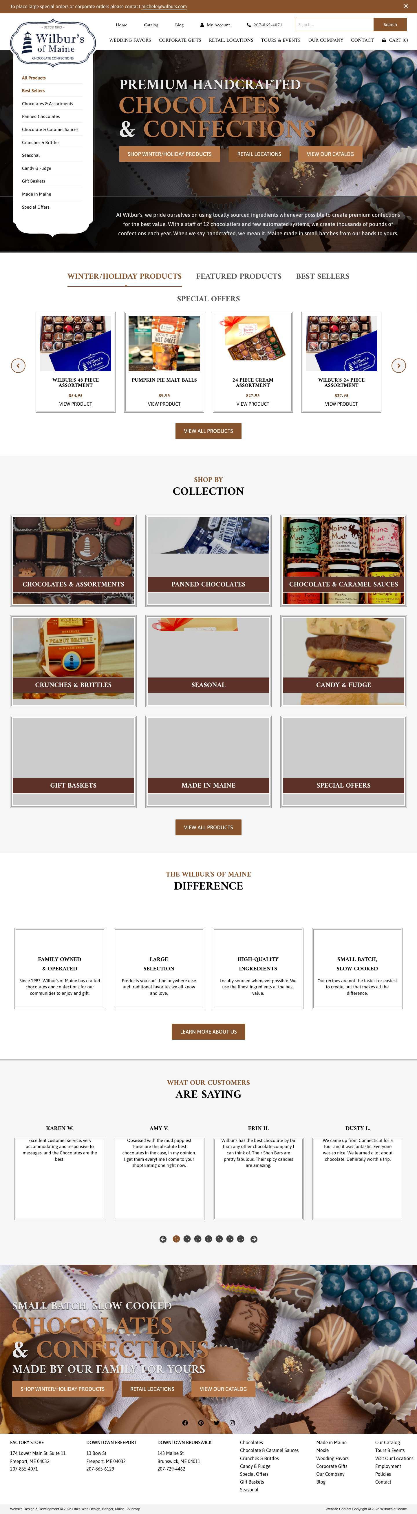 Chocolates & Confections | Online & Retail Locations | Freeport, Maine - Full Screenshot