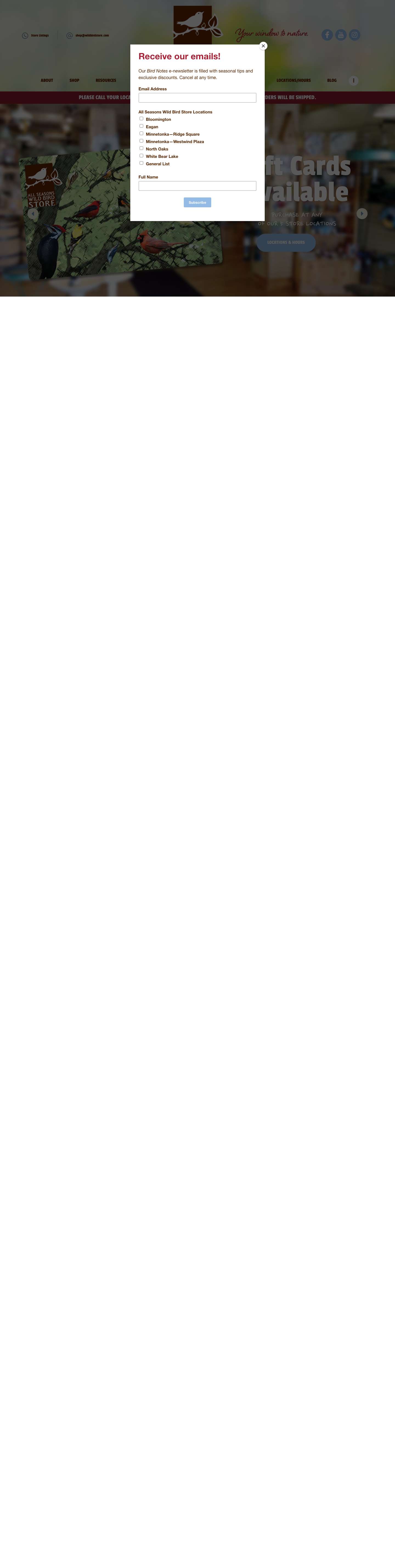 All Seasons Wild Bird Store - Full Screenshot