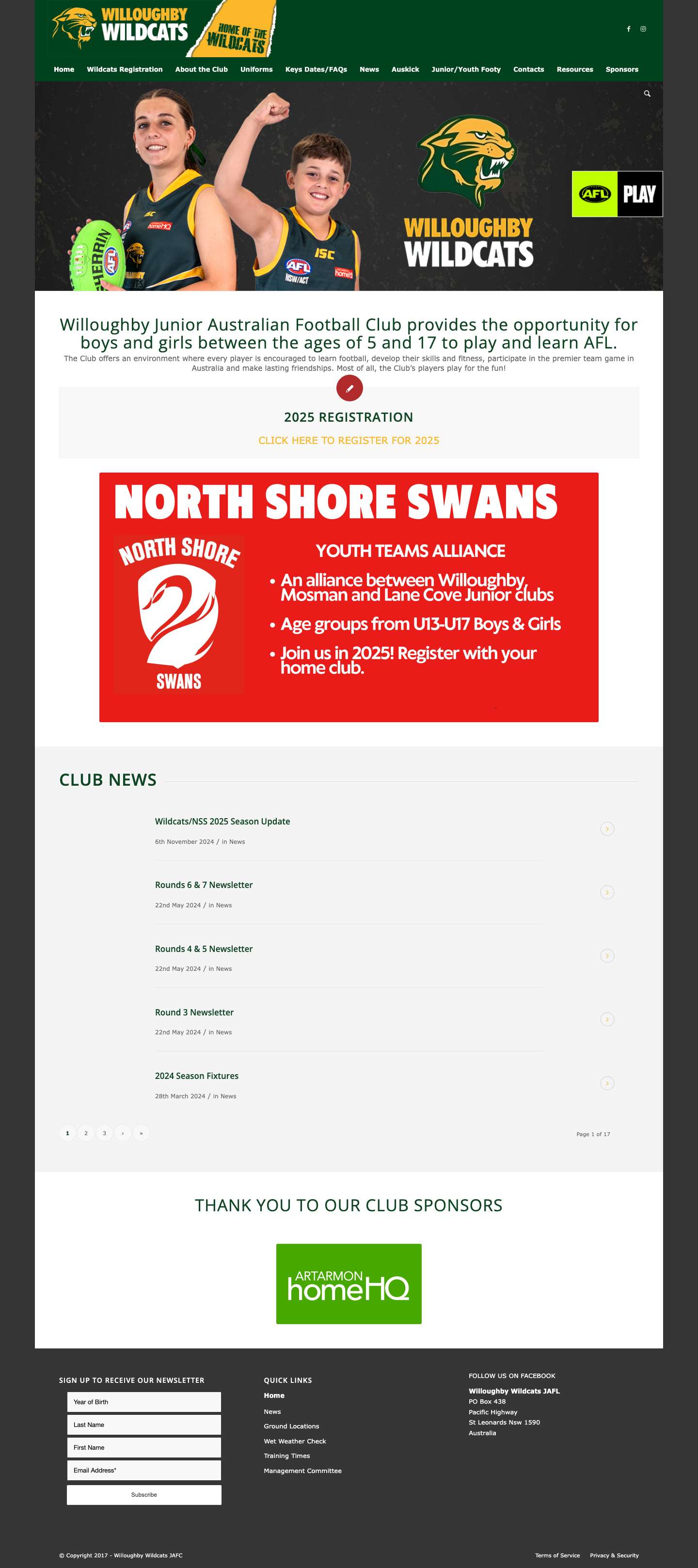 Home - Willoughby Wildcats JAFC - Full Screenshot