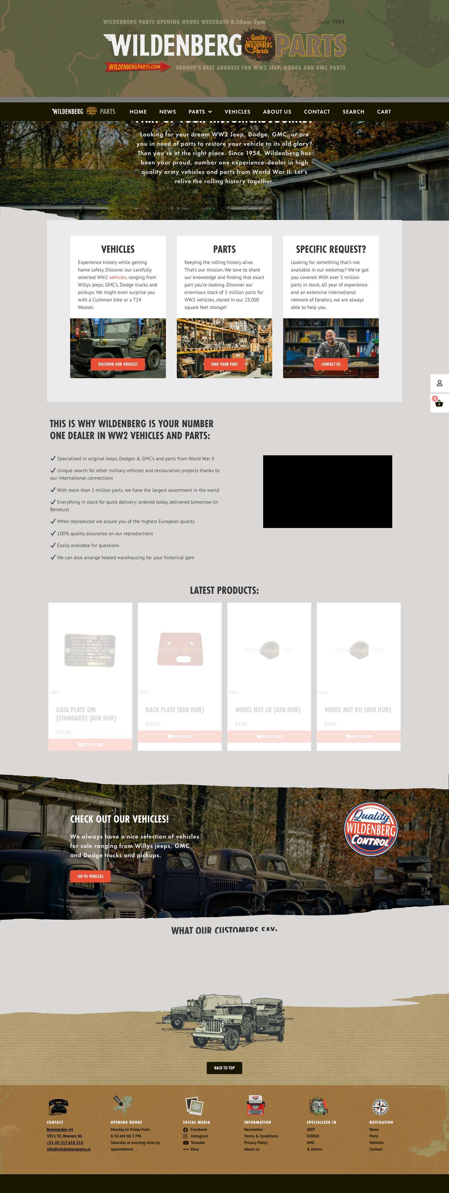 Wildenberg Parts & Vehicles - WWII Jeep, Dodge & GMC - Full Screenshot