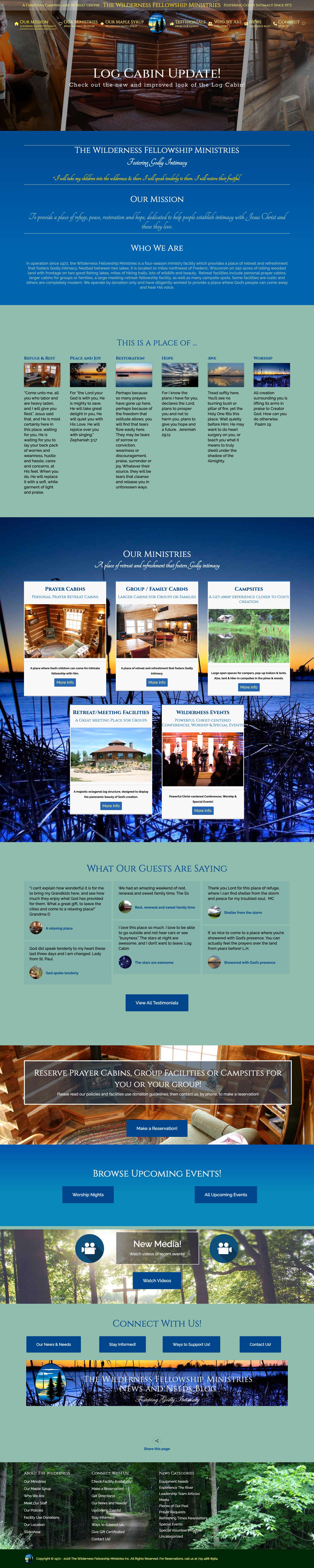 Wilderness Fellowship: Prayer Cabins, Retreats, Groups, Campsites - Full Screenshot