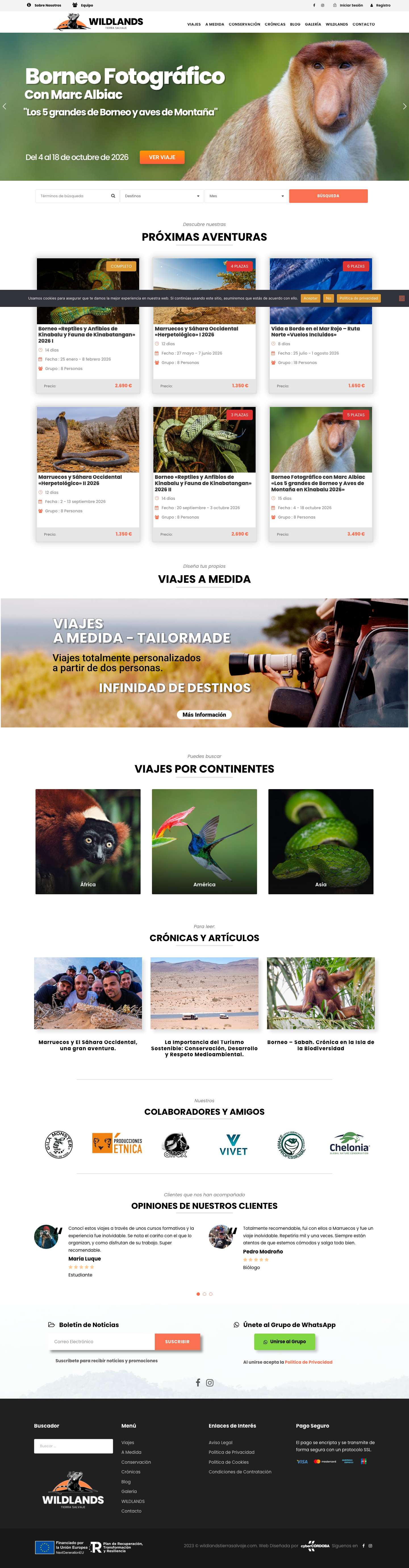 WILDLANDS Tierra Salvaje - Viajes de Naturaleza y Fotográficos - Full Screenshot