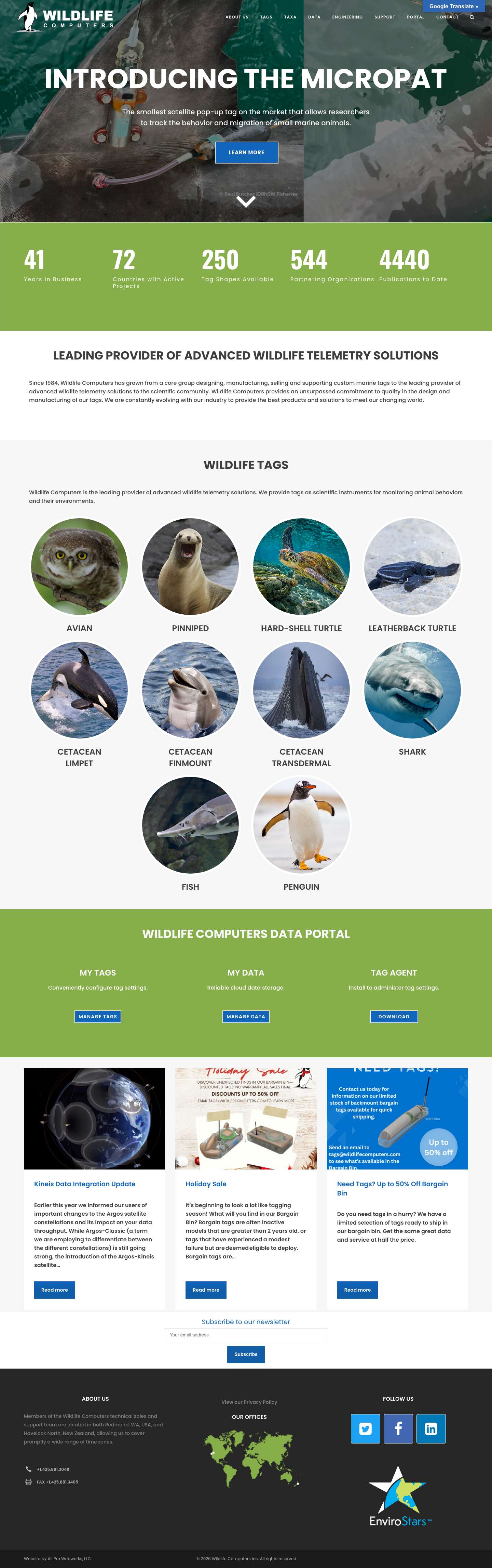 Home - Wildlife Computers Inc. - Full Screenshot