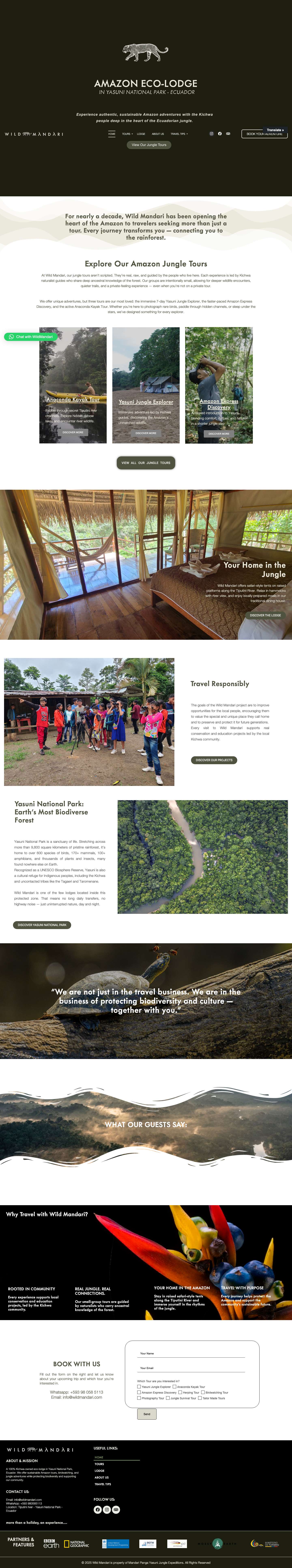 Amazon Tours in Ecuador | Kichwa-Owned Yasuni Jungle Lodge - Full Screenshot