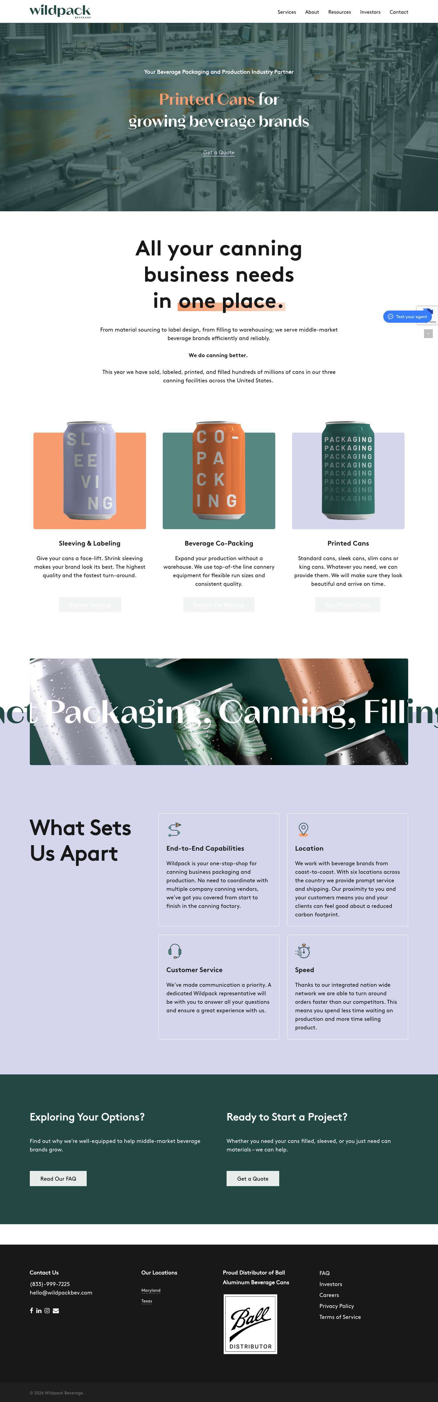 Beverage Canning Company | Wildpack Beverage - Full Screenshot