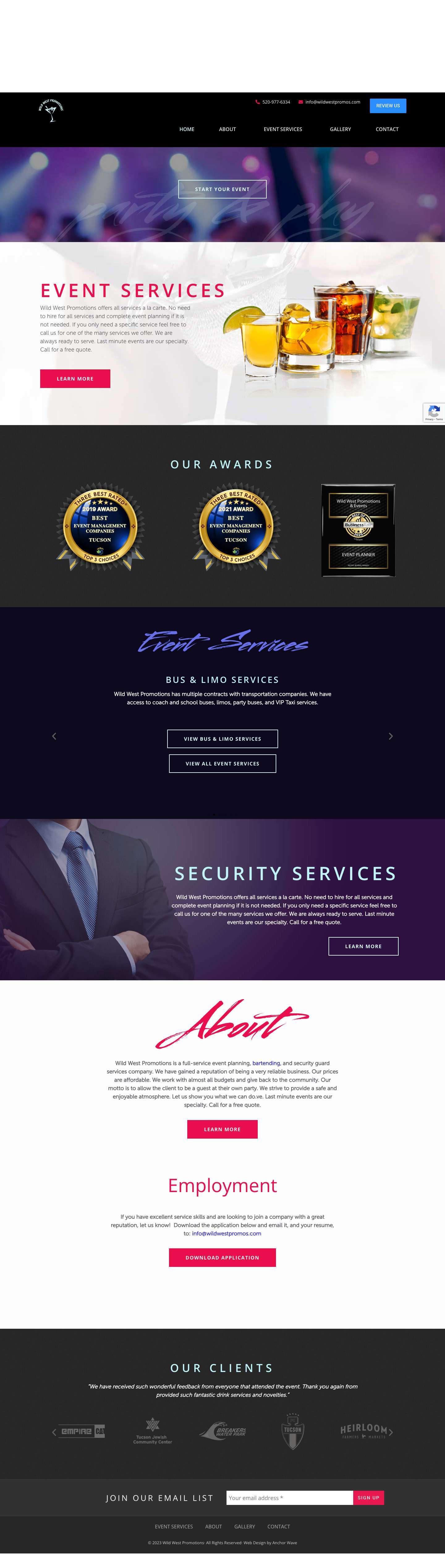 Homepage - Wild West Promotions - Full Screenshot