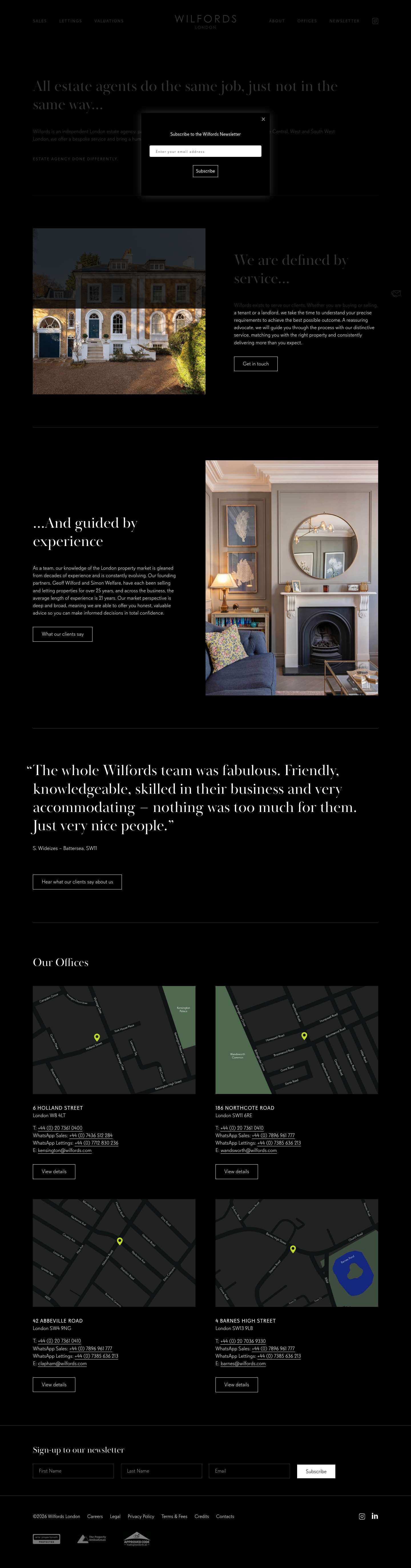 Home - Wilfords London - Full Screenshot