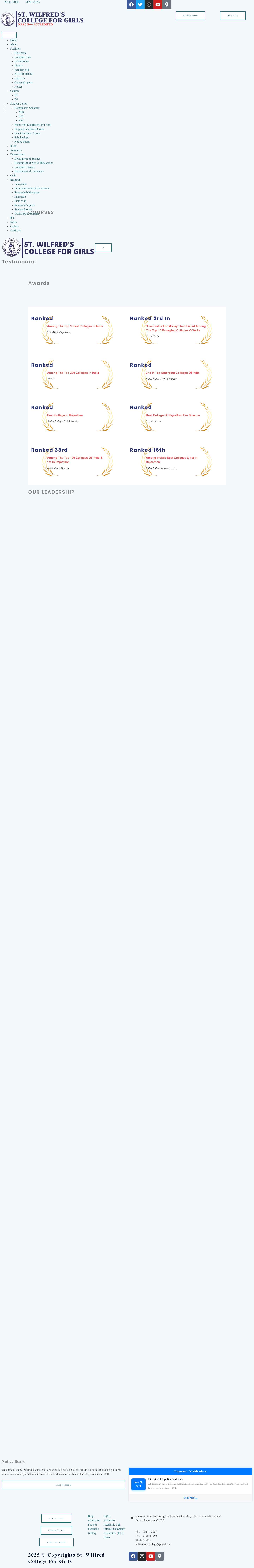 Top Girls College in Jaipur - St Wilfred Girls College - Full Screenshot