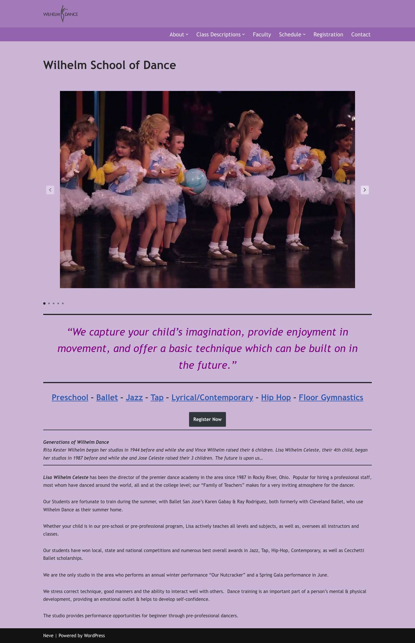 Wilhelm School of Dance - Wilhelm Dance Studio - Full Screenshot
