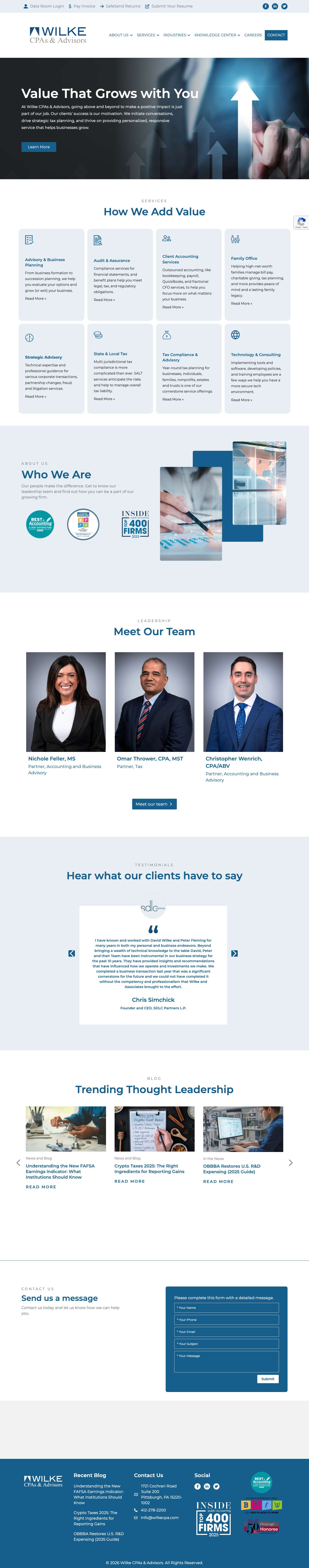 Home - Wilke CPAs & Advisors - Full Screenshot
