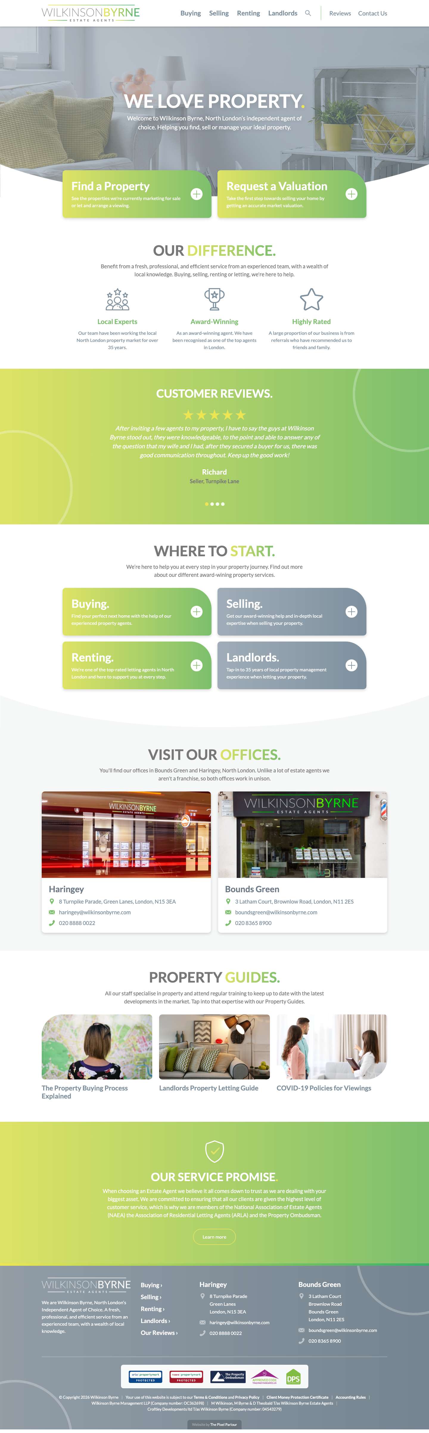 Wilkinson Byrne | Estate & Letting Agents, North London - Full Screenshot