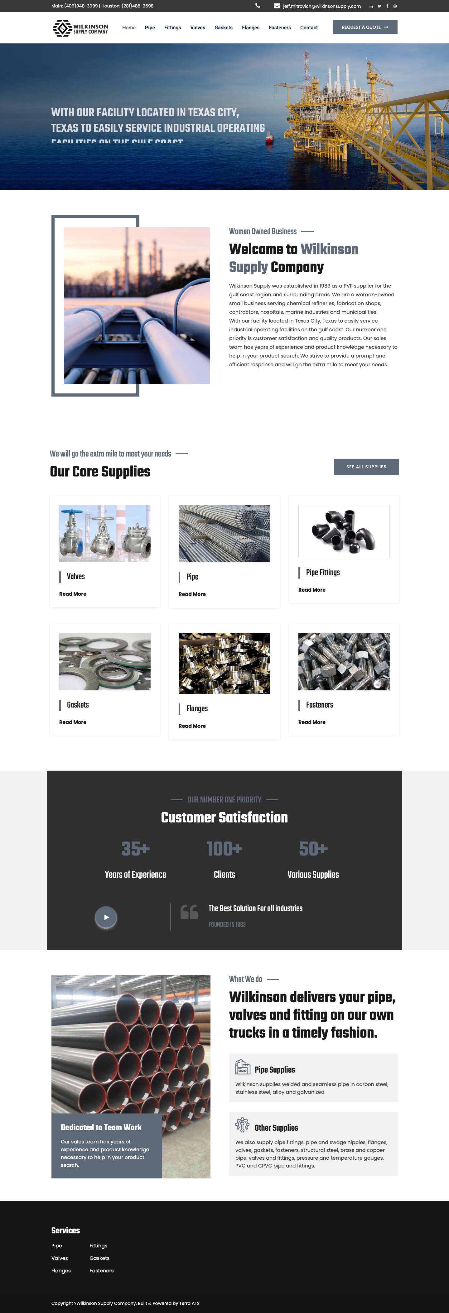 Wilkinson Supply – Pipes, Fittings, Valves, Gaskets, Flanges, Fasteners - Full Screenshot
