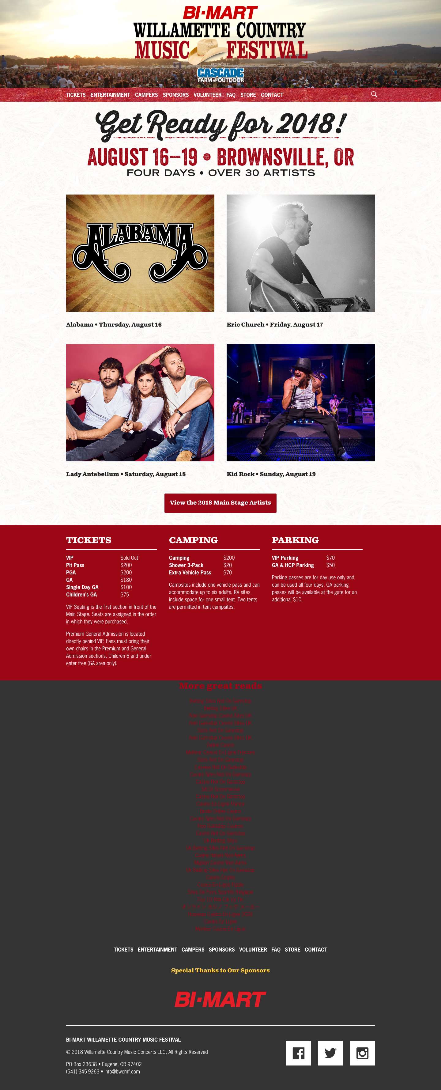 Home | Bi-Mart Willamette Country Music Festival - Full Screenshot