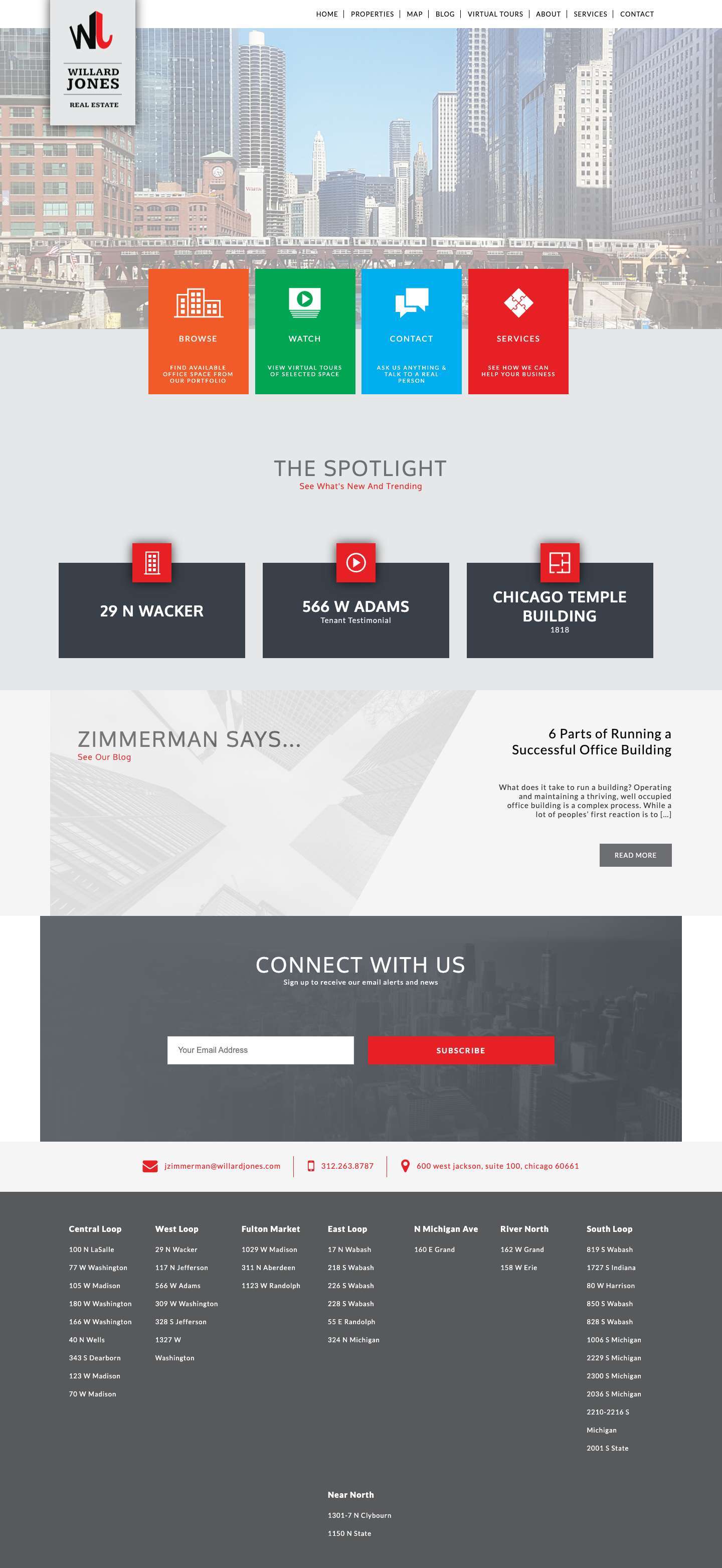 Willard Jones Real Estate » Find Chicago Office Space - Full Screenshot