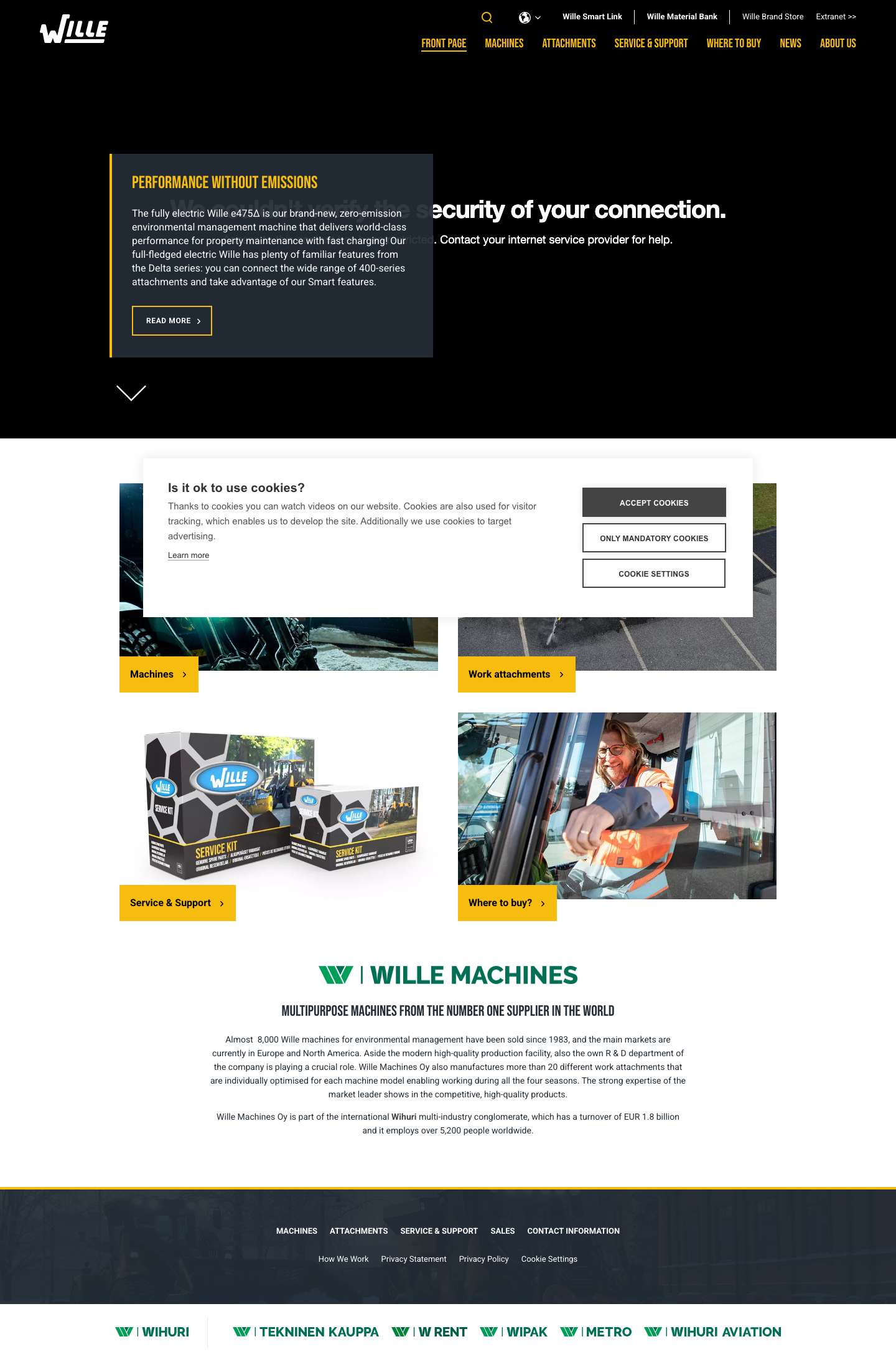 Wille Machines - World Leader in Agile Urban Machines - Full Screenshot