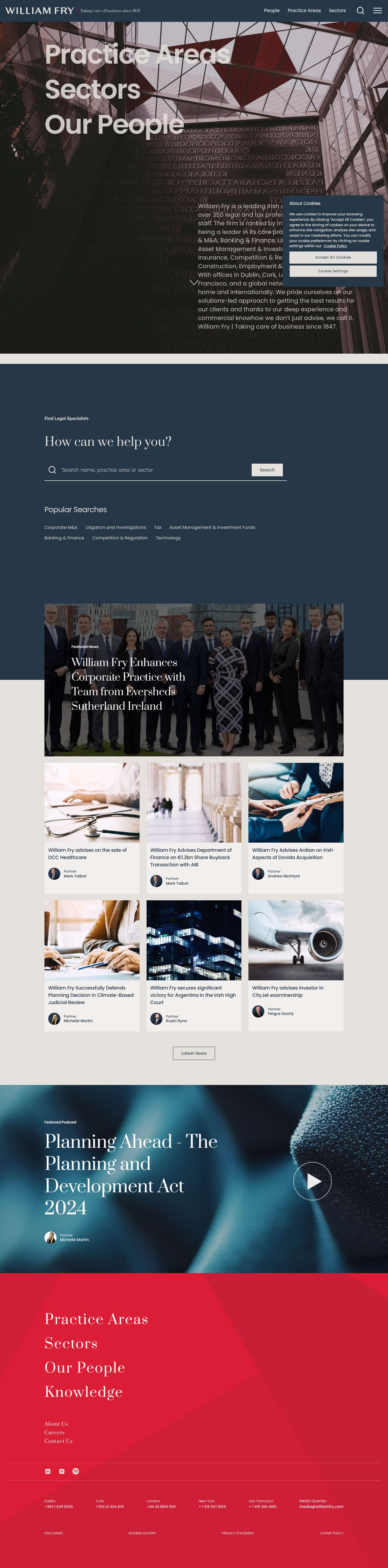 Irish Law Firm | Corporate Legal Services Ireland | William Fry - Full Screenshot