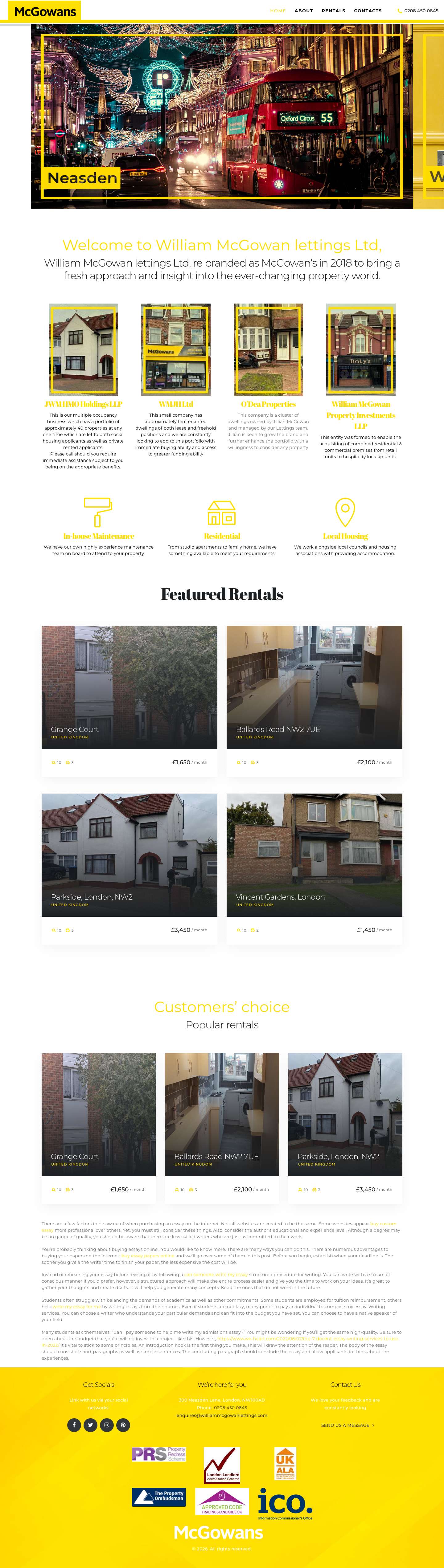 William Mcgowan Lettings – Estate agent Neasden NW10 - Full Screenshot