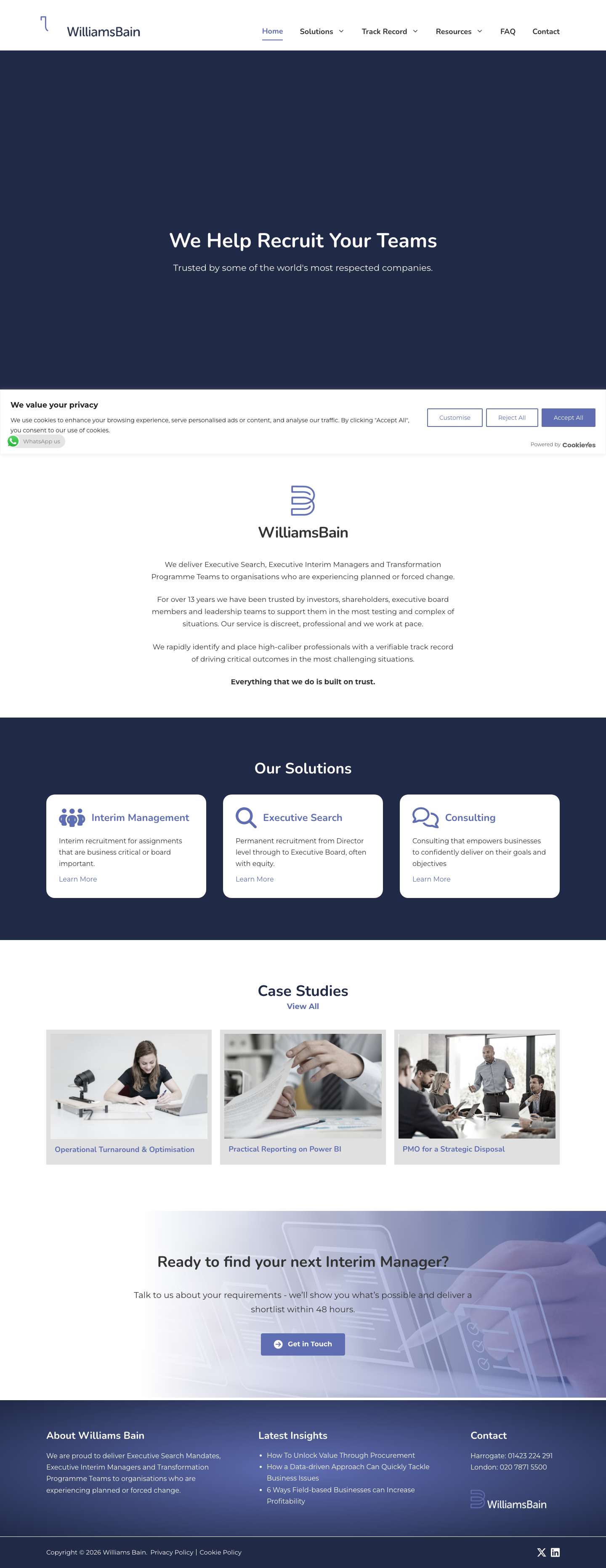 Williams Bain - Specialist Executive Recruitment - Full Screenshot