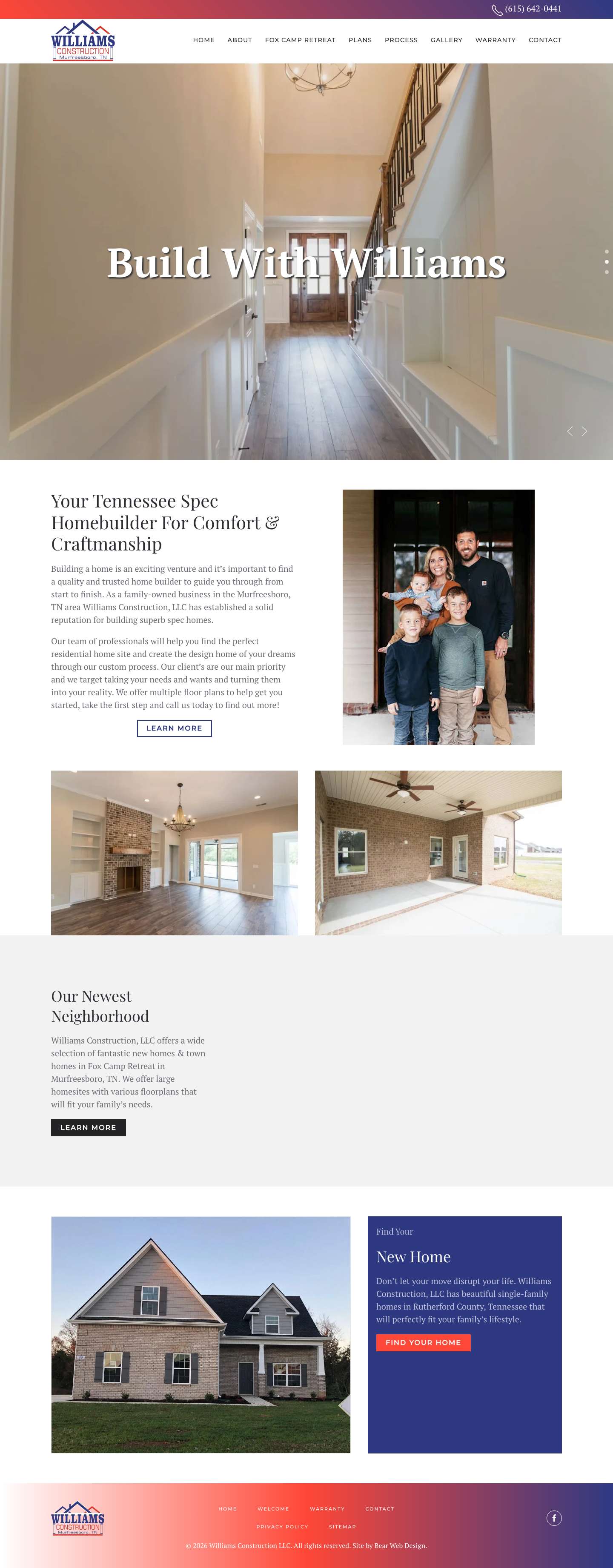 Williams Construction – New Custom Homes For Sale - Full Screenshot