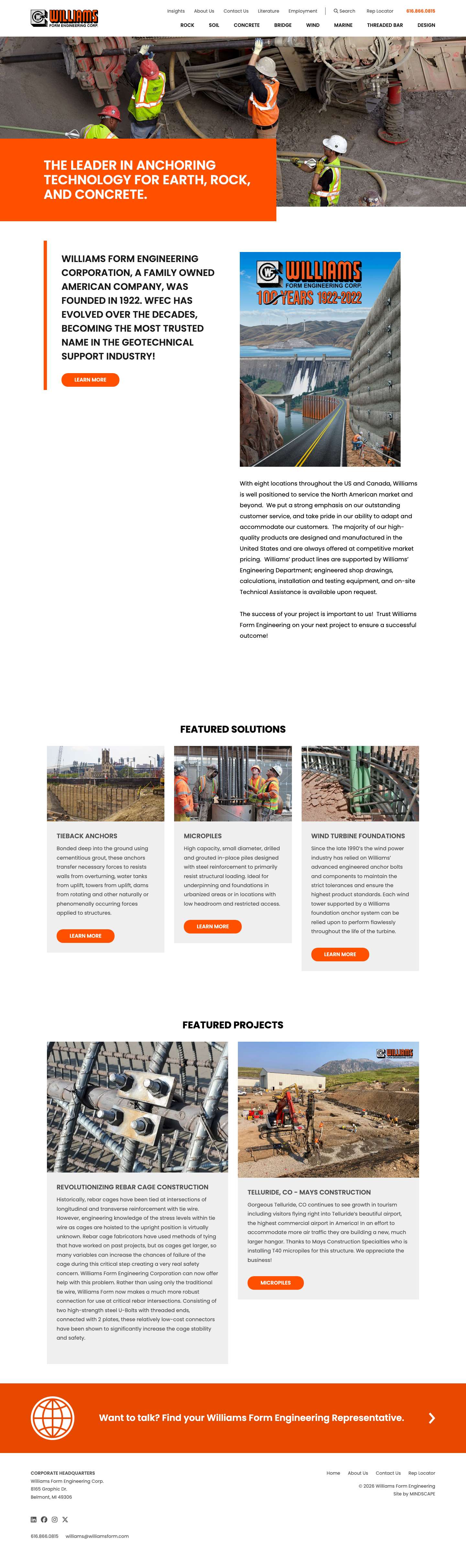 Williams Form Engineering Corp. – Williams Form Engineering Corp. has been a leader in manufacturing quality products for the Construction and Fastener Industries for over 100 years. - Full Screenshot