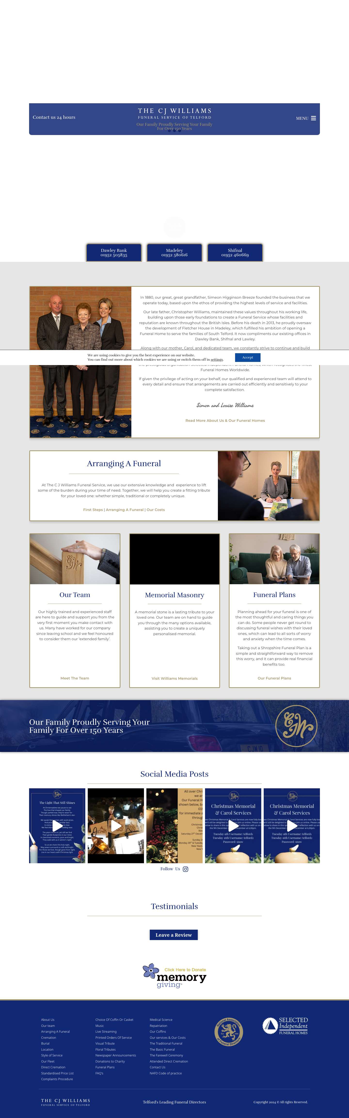 The CJ Williams Funeral Service of Telford - Full Screenshot