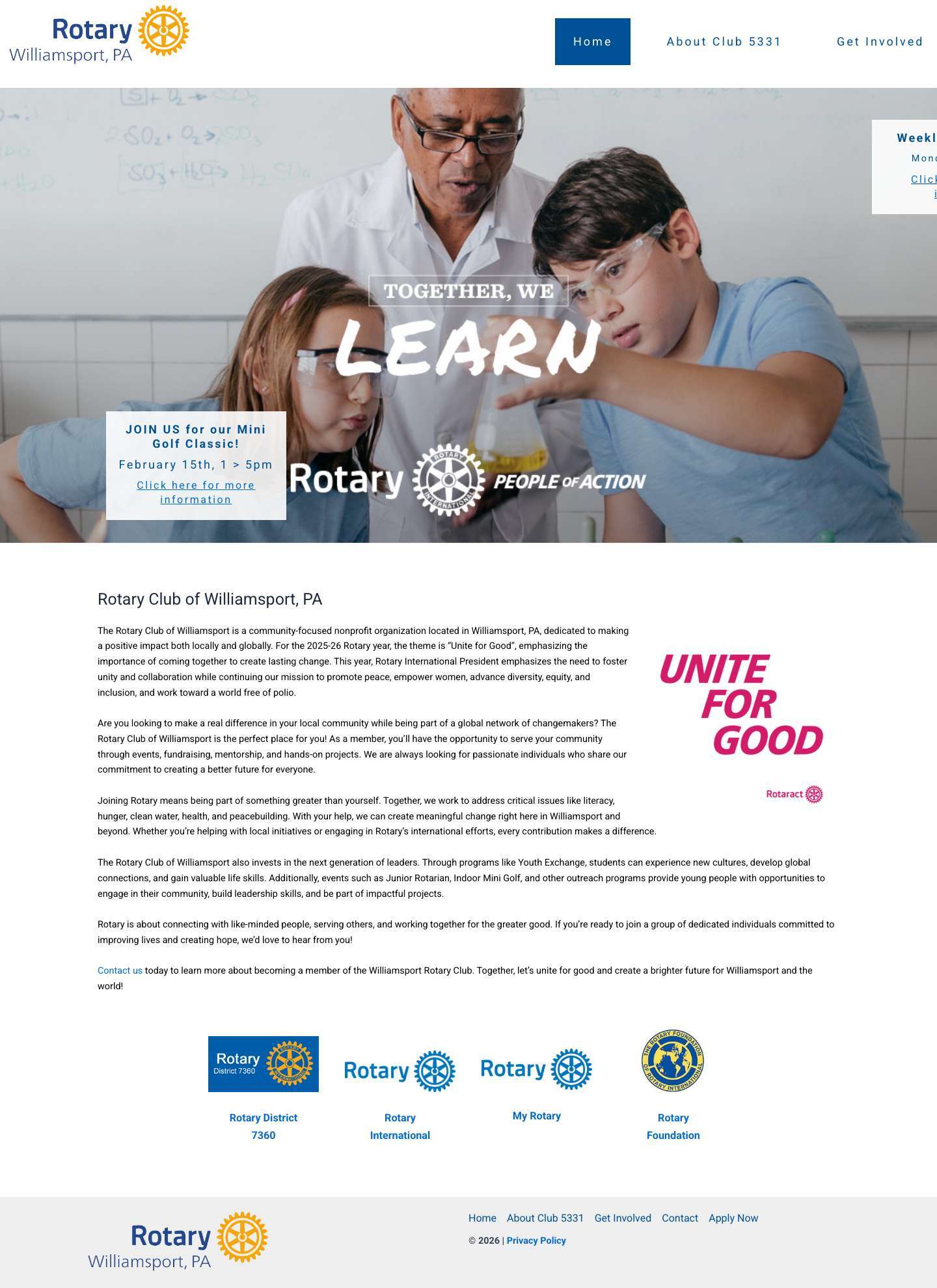 Home - Williamsport Rotary - Full Screenshot