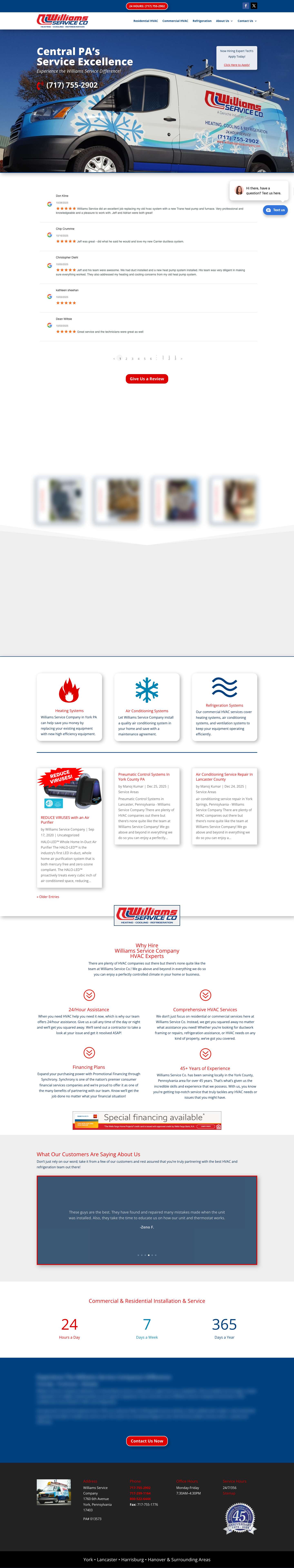 York County's Top Local HVAC Contractors | Williams Service Co. - Full Screenshot