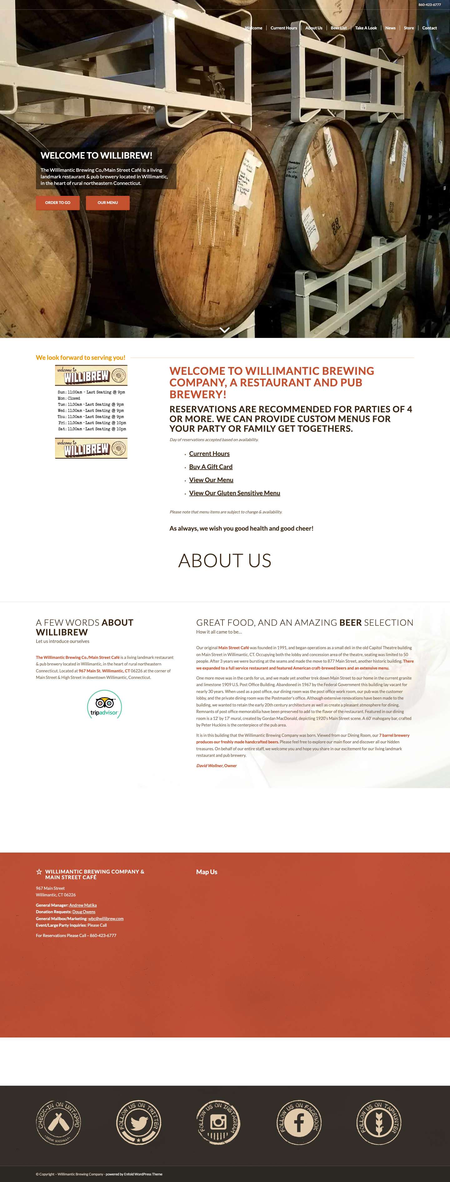 Willimantic Brewing Company Home - Willimantic Brewing Company - Full Screenshot