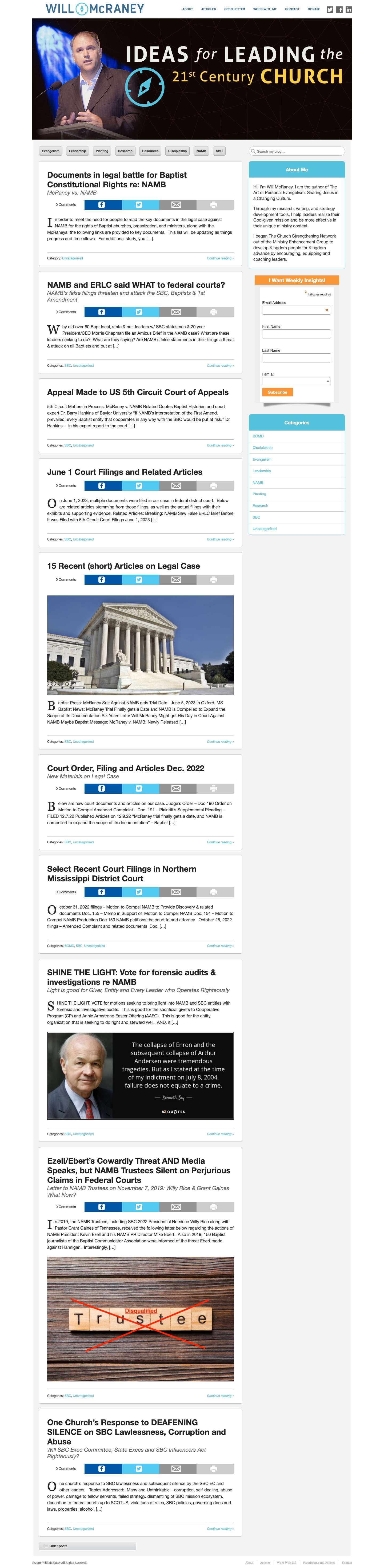 Will McRaney | Ideas for Leading the 21st Century Church - Full Screenshot