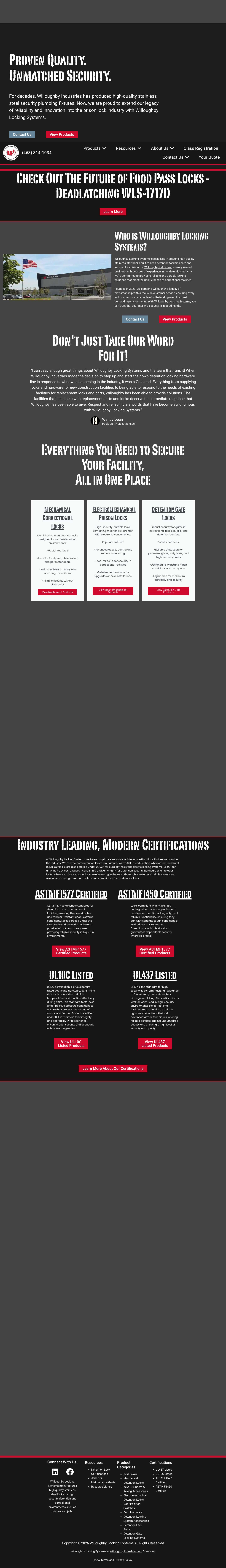 Willoughby Locking Systems - Stainless Steel Detention Locks - Full Screenshot