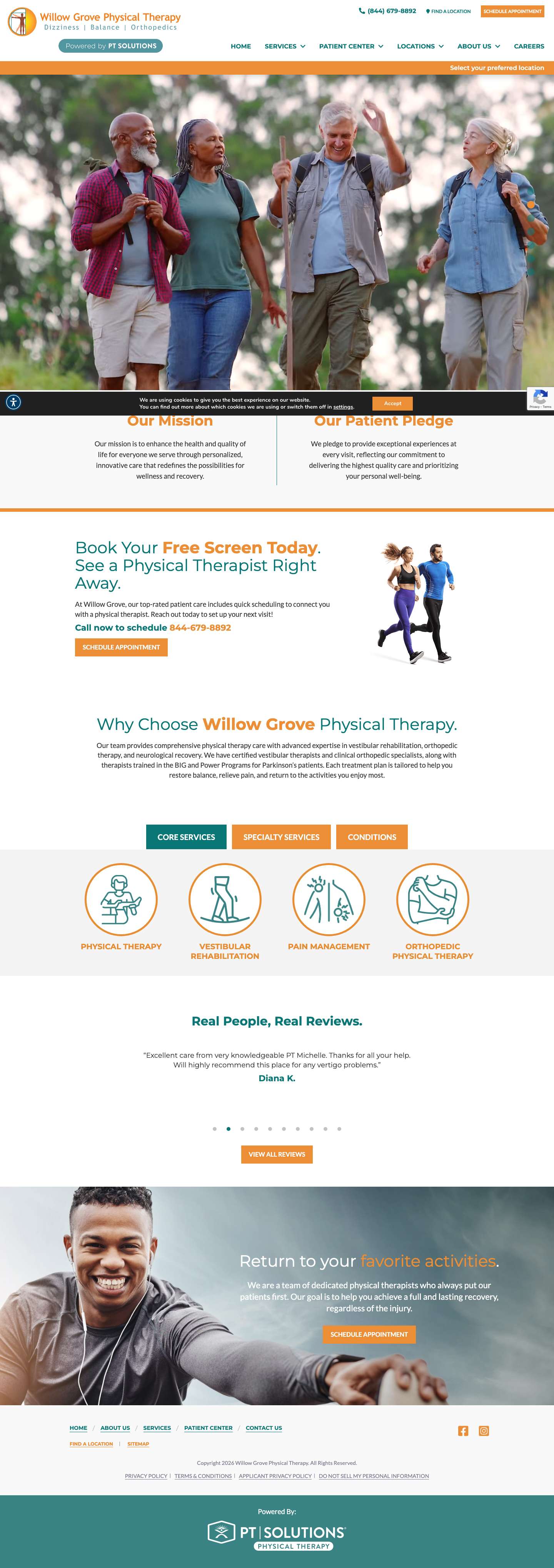 Willow Grove Physical Therapy | Pennsylvania - Full Screenshot