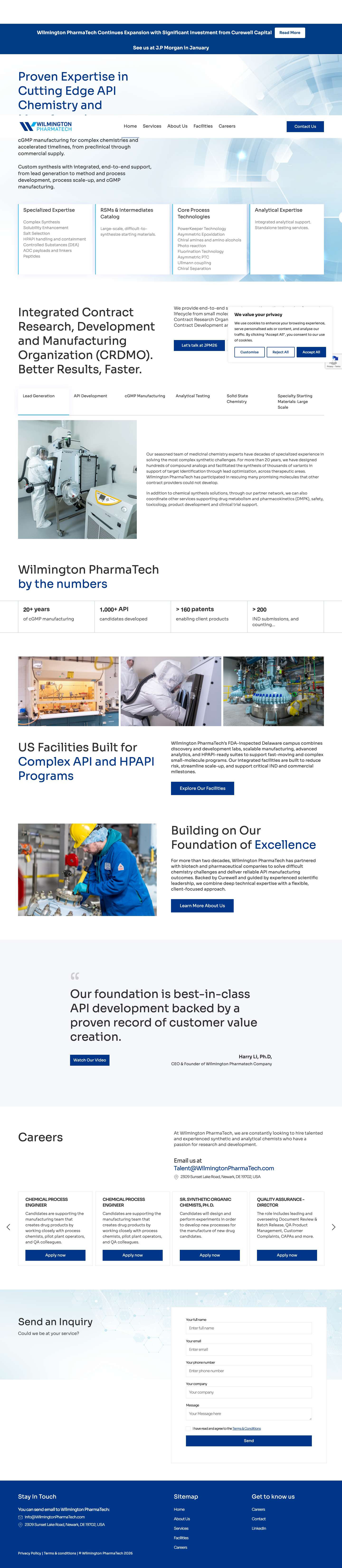 Home - Wilmington PharmaTech - Full Screenshot