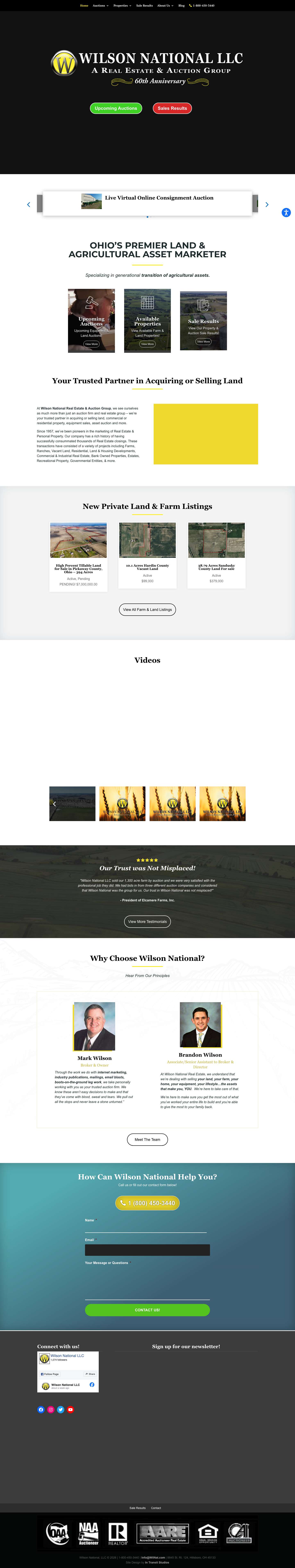 Wilson National LLC | Ohio's Premier Auction and Real Estate Group - Full Screenshot