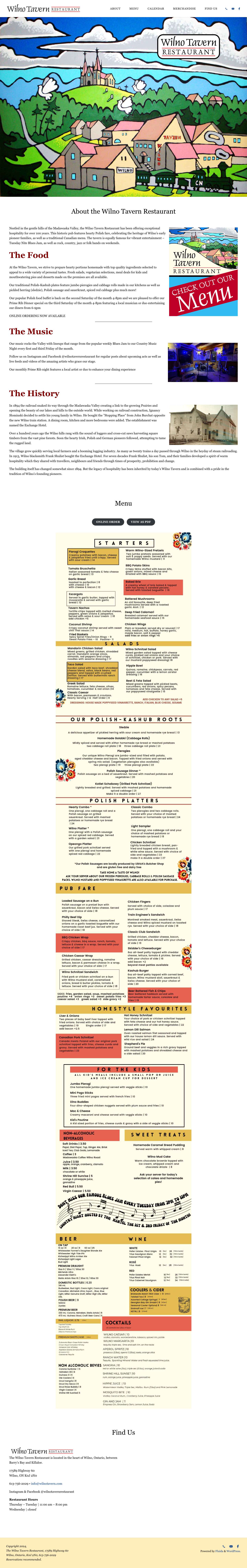 Wilno Tavern – Casual family dining in a historic Polish pub. Over 25 years of Wilno hospitality. - Full Screenshot