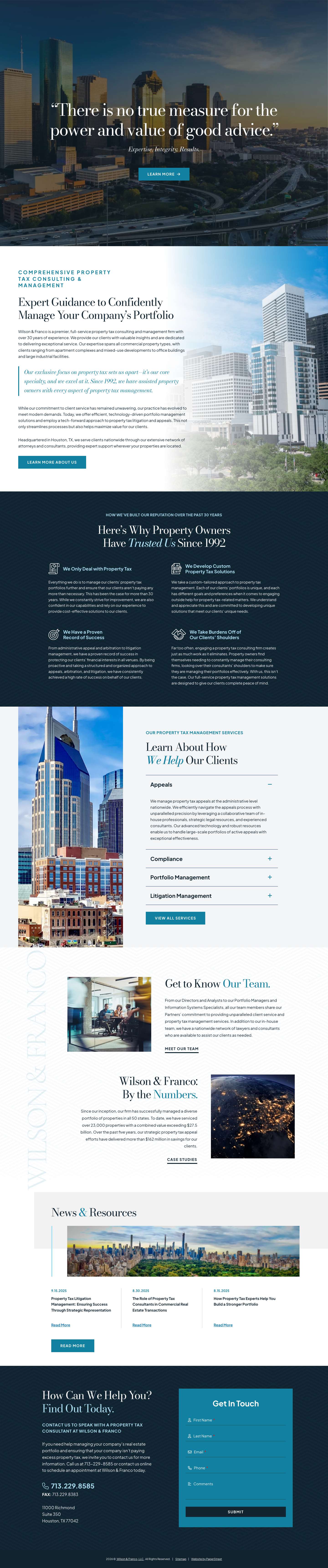 Full-Service Property Tax Consulting | Wilson & Franco - Full Screenshot