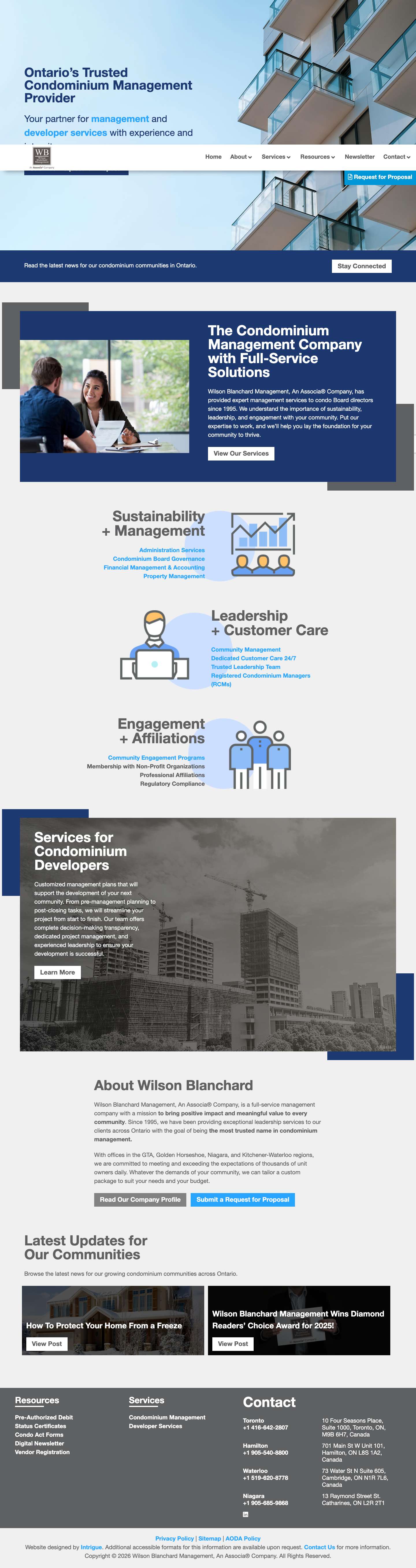 Wilson Blanchard | Condominium Management Company in Ontario - Full Screenshot