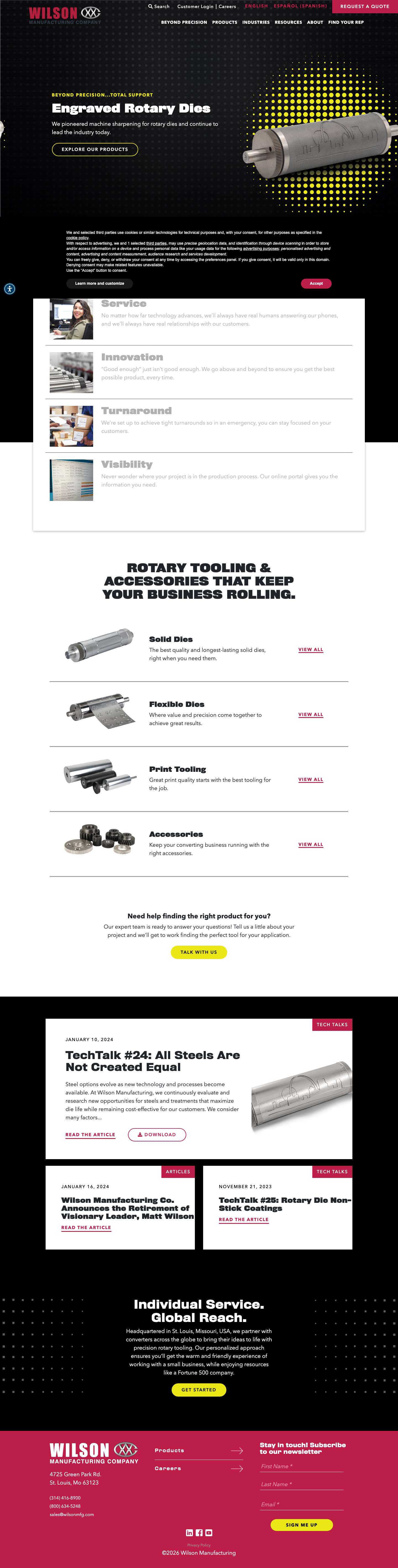 Solid Dies | Flexible Magnetic Dies | Wilson Manufacturing - Full Screenshot