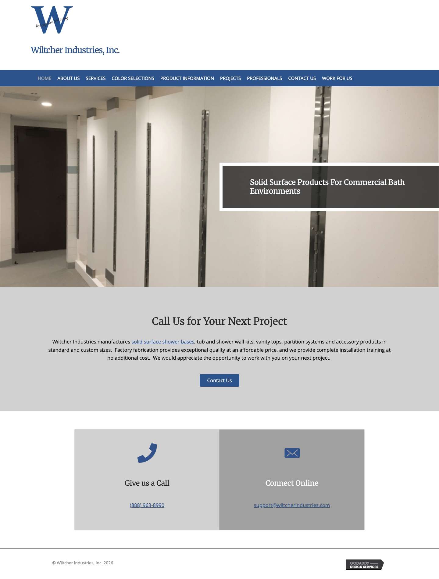 Home | Wiltcher Industries, Inc. | Solid Surface Products - Full Screenshot