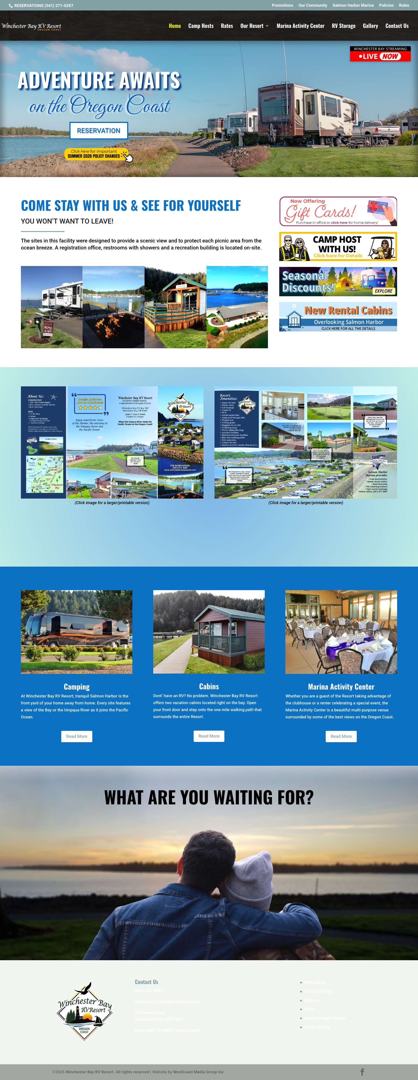 Winchester Bay RV Resort at Salmon Harbor Marina • Oregon Coast - Full Screenshot