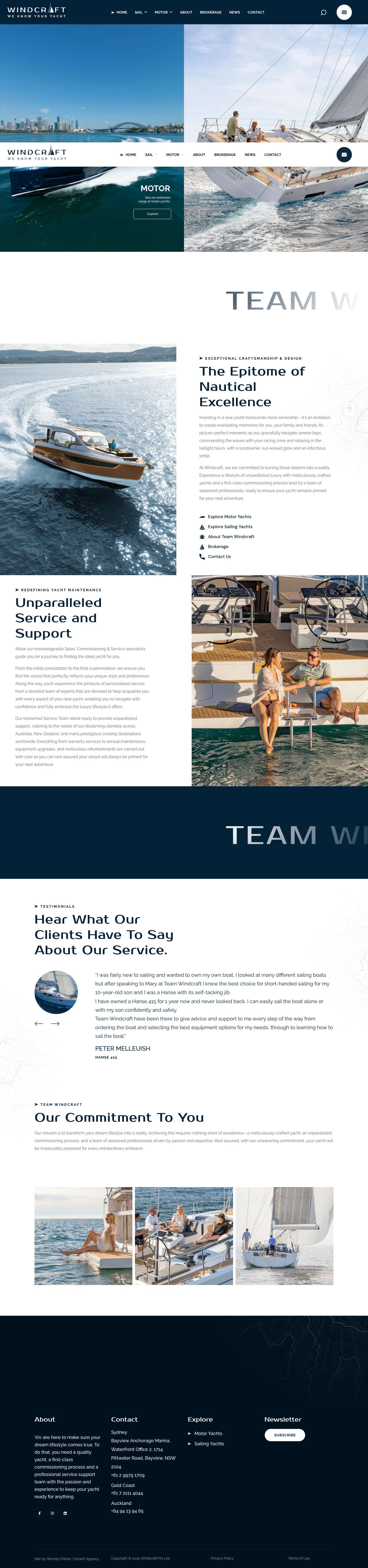 Windcraft Yachts | Discover Your Perfect Motor Or Sailing Yacht - Full Screenshot