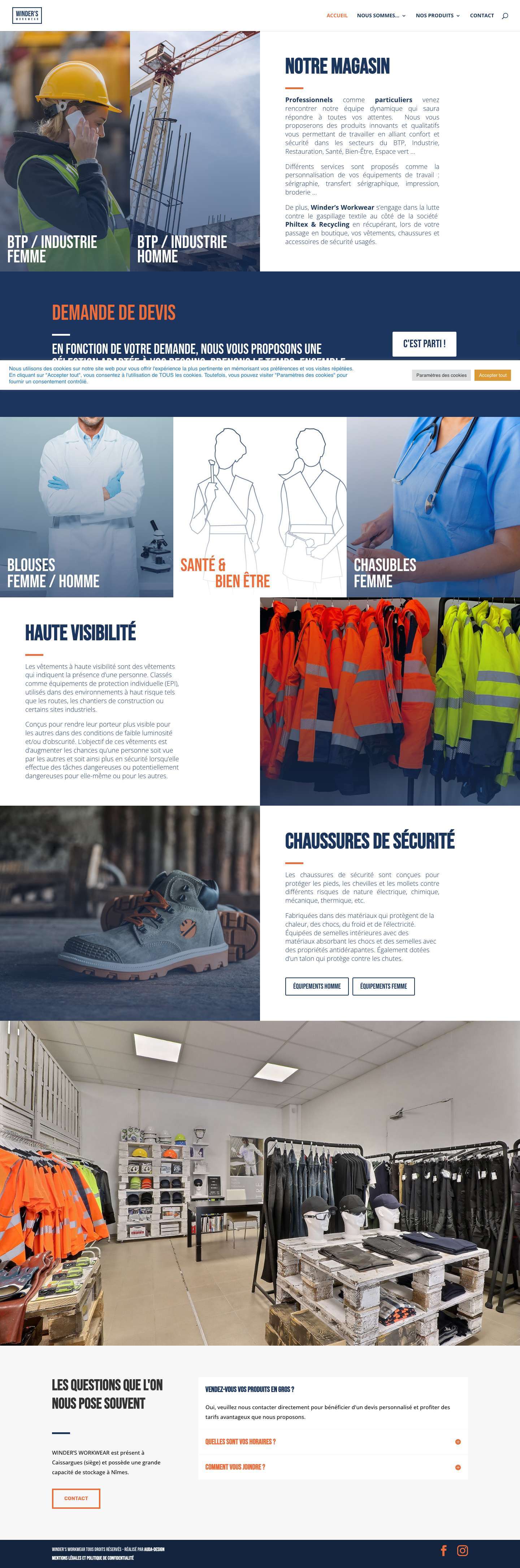 Magasin de vêtements professionnels à Caissargues - Winder's Workwear - Full Screenshot