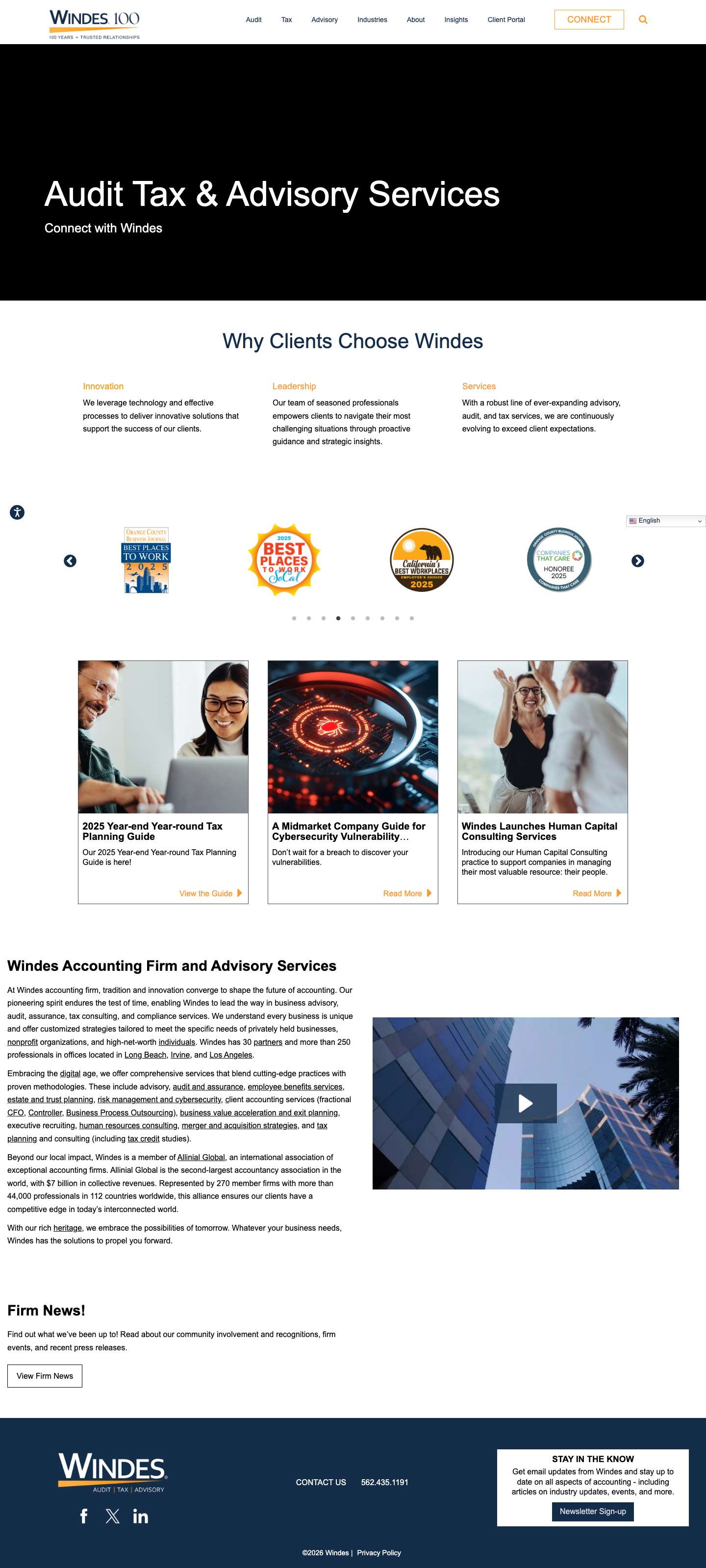 Accounting Firm - Tax Audit & Advisory Services | Windes - Full Screenshot
